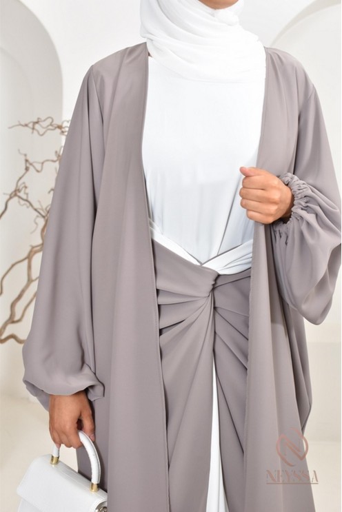 Ensemble 2 pièces abaya kimono long pour femmes voilées, outfit hijabi