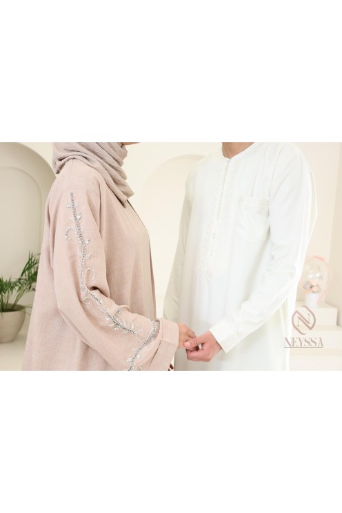 Abaya Dubaï avec kimono, brodée de perles, tissu haut de gamme 