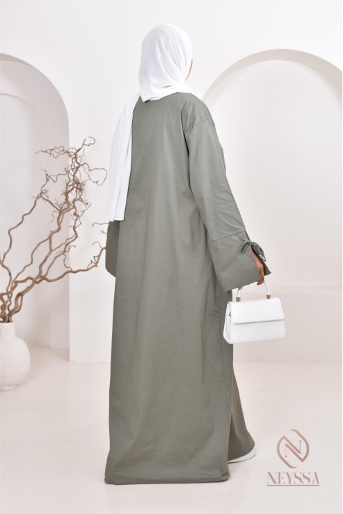Robe  abaya longue effet cotonpour femmes hijabi, idée outfit  été 2024