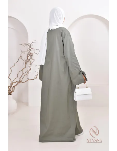 Robe  abaya longue effet cotonpour femmes hijabi, idée outfit  été 2024