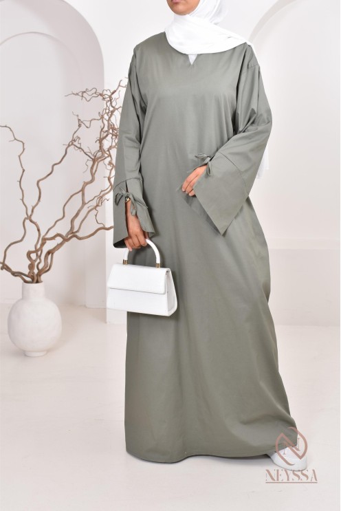 Robe  abaya longue effet cotonpour femmes hijabi, idée outfit  été 2024