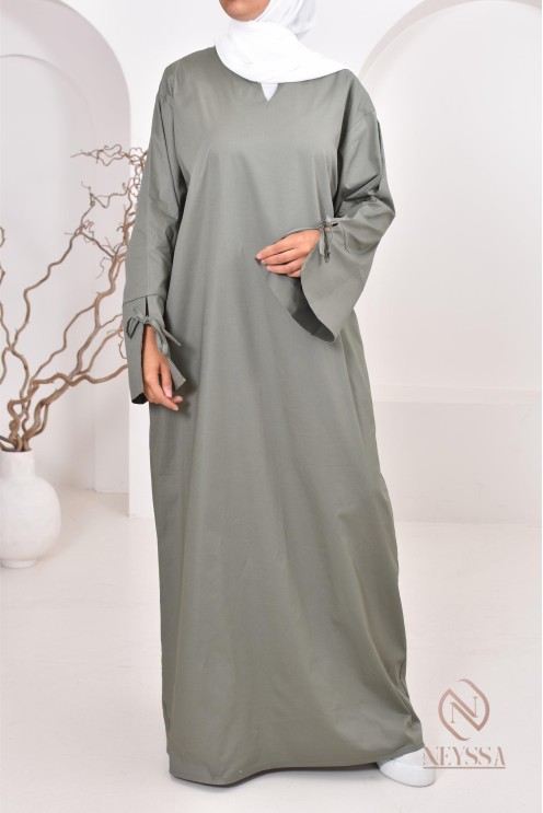 Robe  abaya longue effet cotonpour femmes hijabi, idée outfit  été 2024