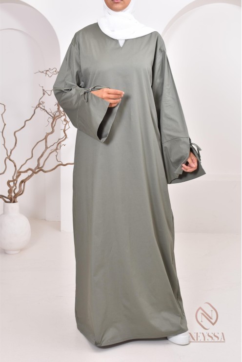 Robe  abaya longue effet cotonpour femmes hijabi, idée outfit  été 2024