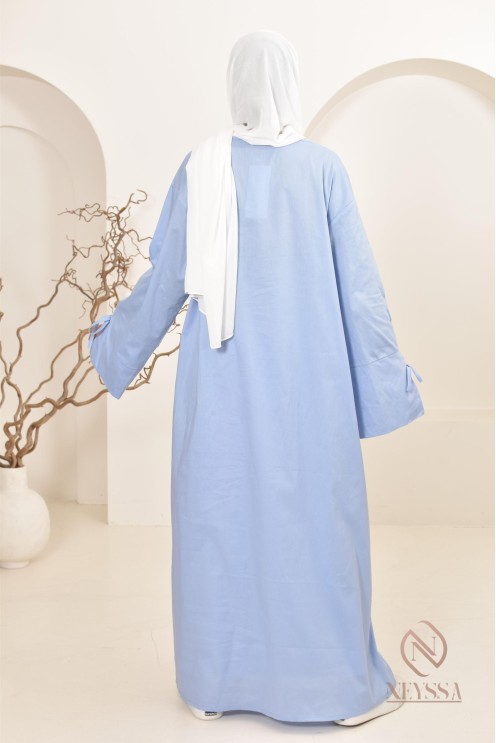 Robe  abaya longue effet cotonpour femmes hijabi, idée outfit  été 2024