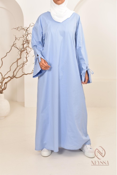 Robe  abaya longue effet cotonpour femmes hijabi, idée outfit  été 2024