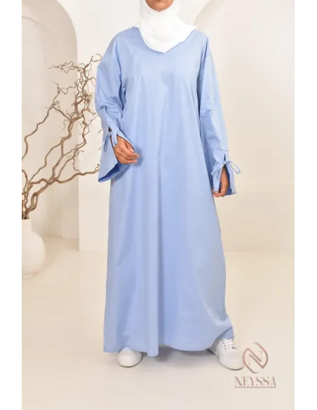 Robe  abaya longue effet cotonpour femmes hijabi, idée outfit  été 2024