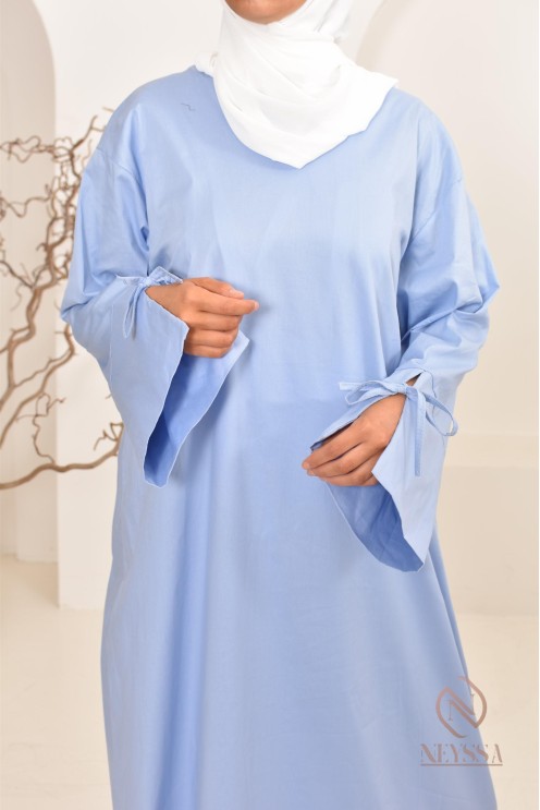 Robe  abaya longue effet cotonpour femmes hijabi, idée outfit  été 2024