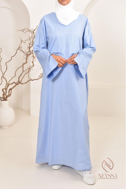 Robe  abaya longue effet cotonpour femmes hijabi, idée outfit  été 2024