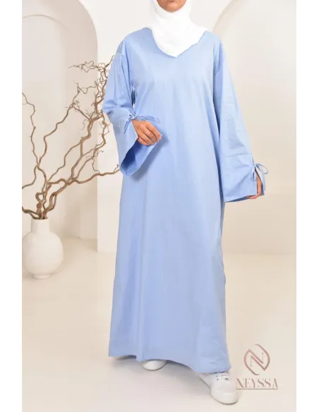 Robe  abaya longue effet cotonpour femmes hijabi, idée outfit  été 2024