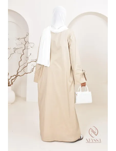 Robe  abaya longue effet cotonpour femmes hijabi, idée outfit  été 2024