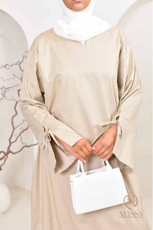 Robe  abaya longue effet cotonpour femmes hijabi, idée outfit  été 2024