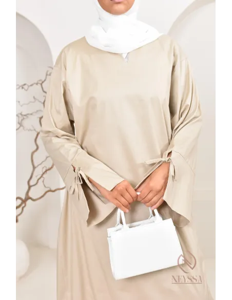 Robe  abaya longue effet cotonpour femmes hijabi, idée outfit  été 2024