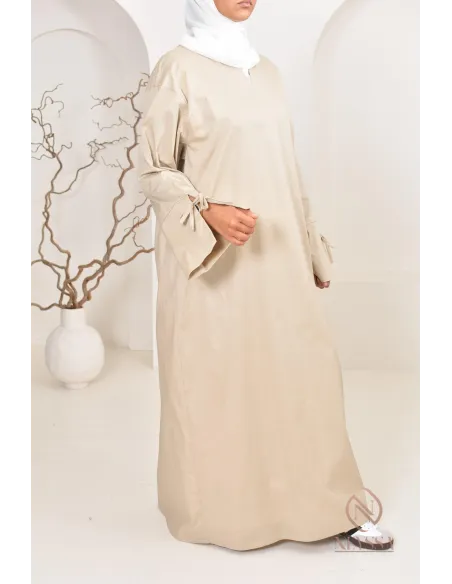 Robe  abaya longue effet cotonpour femmes hijabi, idée outfit  été 2024