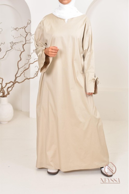 Robe  abaya longue effet cotonpour femmes hijabi, idée outfit  été 2024