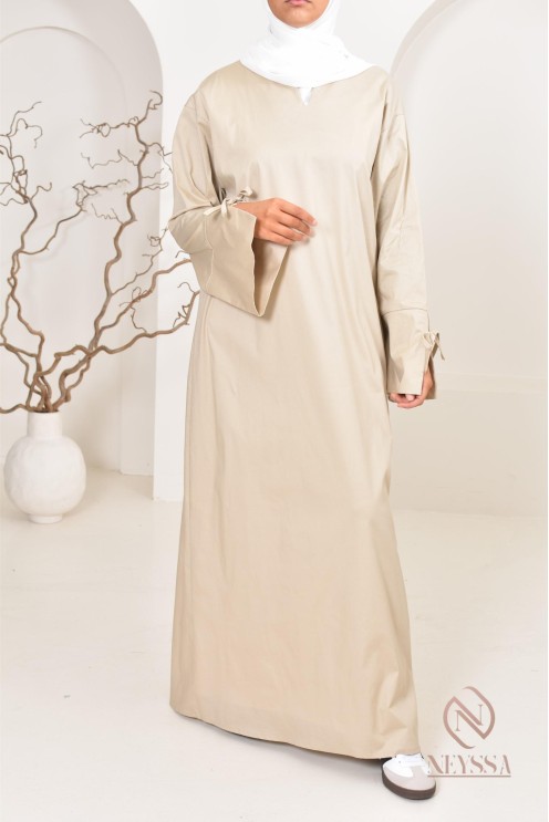 Robe  abaya longue effet cotonpour femmes hijabi, idée outfit  été 2024