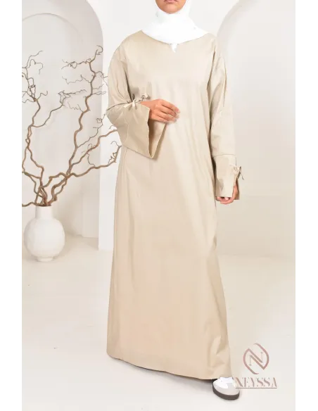 Robe  abaya longue effet cotonpour femmes hijabi, idée outfit  été 2024