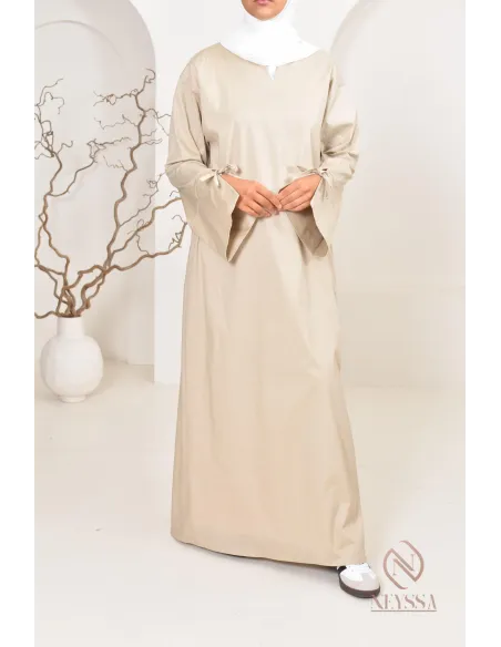 Robe  abaya longue effet cotonpour femmes hijabi, idée outfit  été 2024
