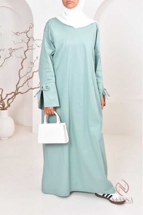 Robe  abaya longue effet cotonpour femmes hijabi, idée outfit  été 2024