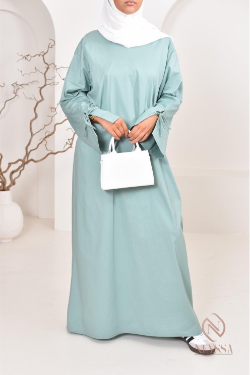 Robe  abaya longue effet cotonpour femmes hijabi, idée outfit  été 2024