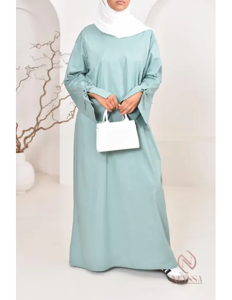 Robe  abaya longue effet cotonpour femmes hijabi, idée outfit  été 2024