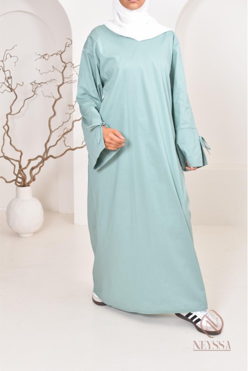 Robe  abaya longue effet cotonpour femmes hijabi, idée outfit  été 2024
