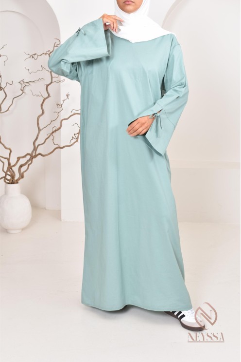 Robe  abaya longue effet cotonpour femmes hijabi, idée outfit  été 2024