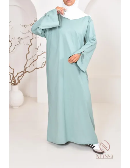 Robe  abaya longue effet cotonpour femmes hijabi, idée outfit  été 2024